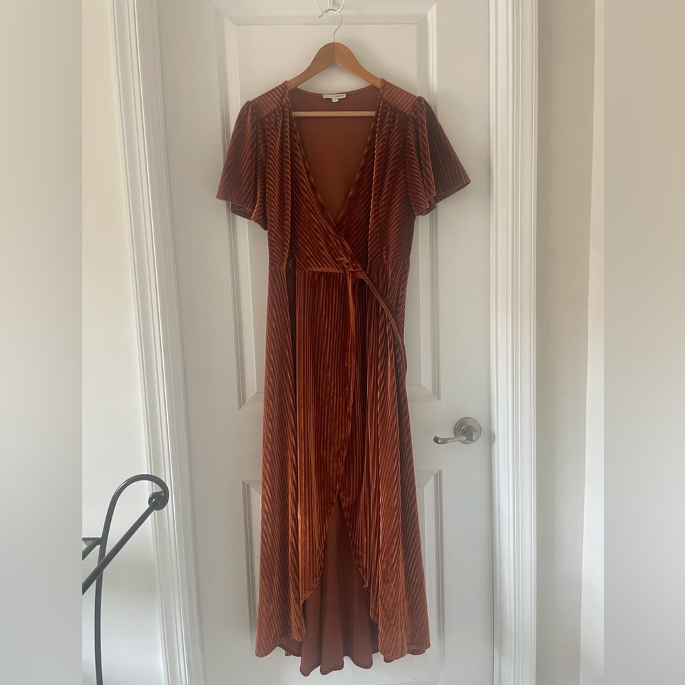 BB Orange “Andi Ribbed” Wrap Maxi Hemmed